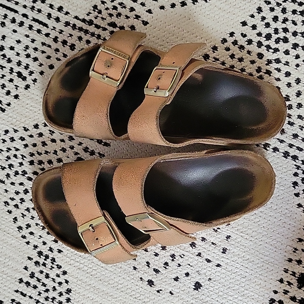 Orange/gold Birkenstocks